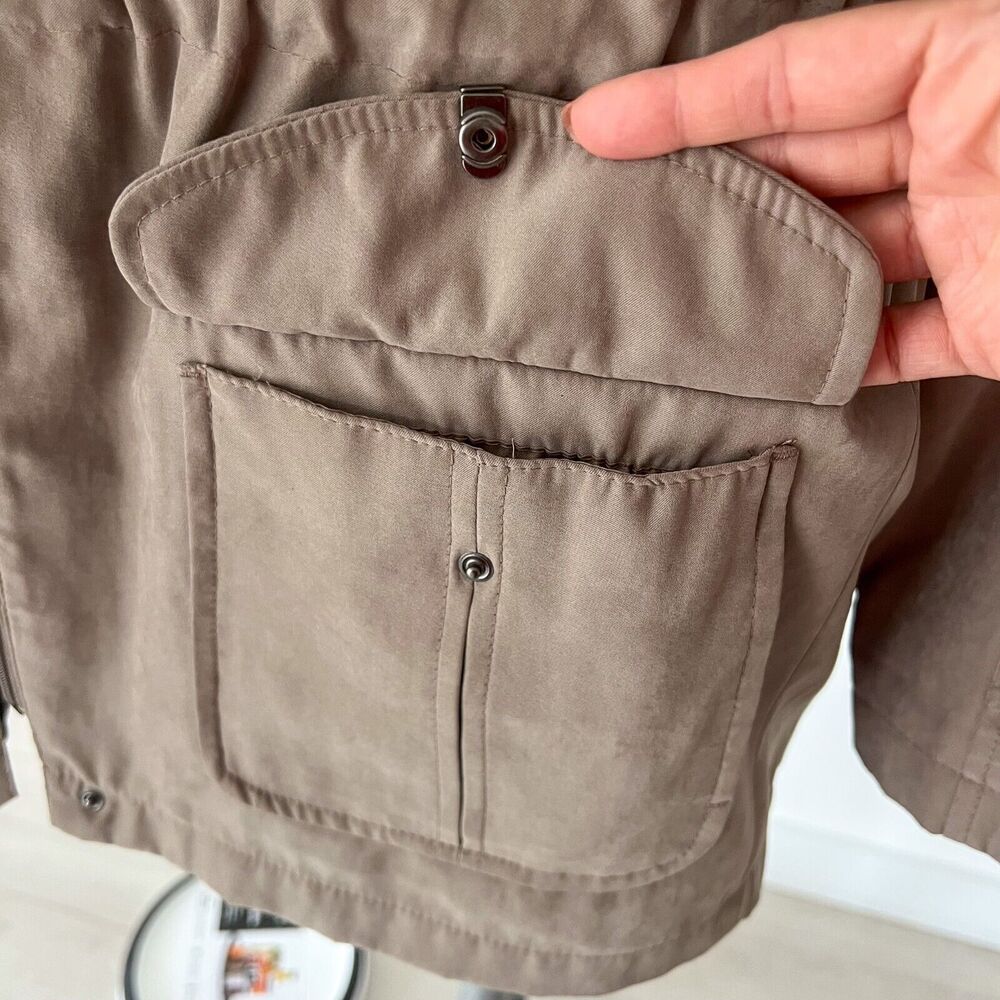 St. John's Bay Women's Small Lined Barn Coat Jacket Beige Khaki Brown Velvet - Picture 6 of 16